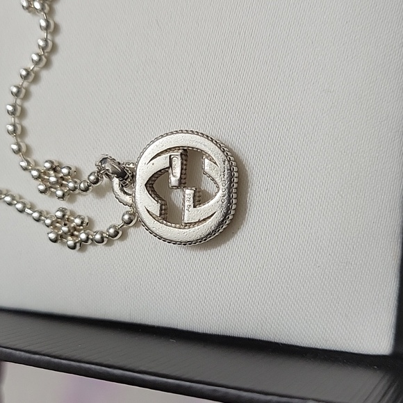 GUCCI STERLING SILVER  INTERLOCKING G CLUSTER CHAIN NECKLACE - Picture 4 of 7